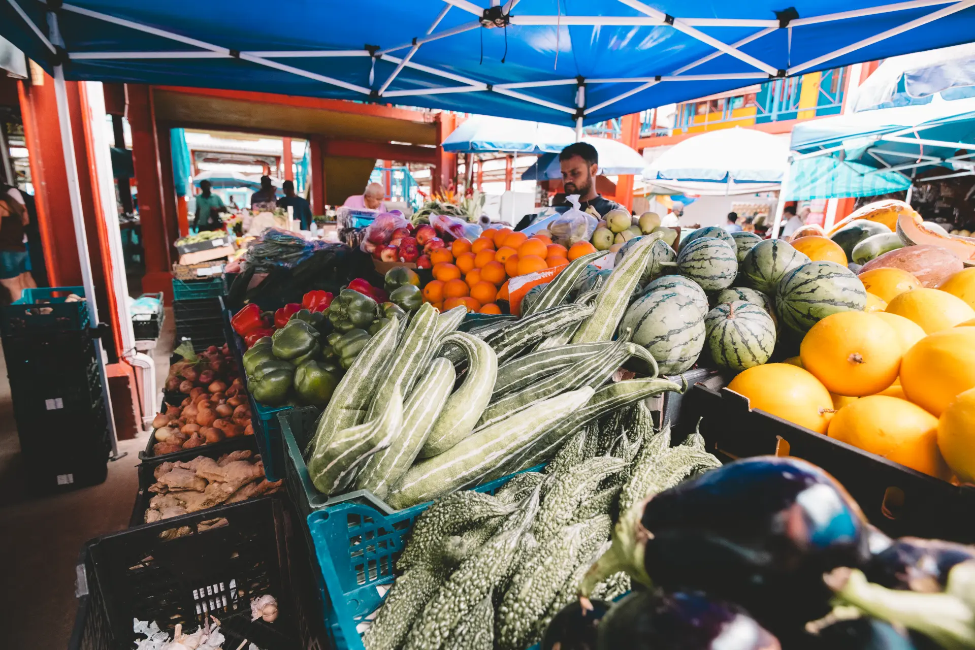 I banchi di frutta e verdura del mercato di Victoria
