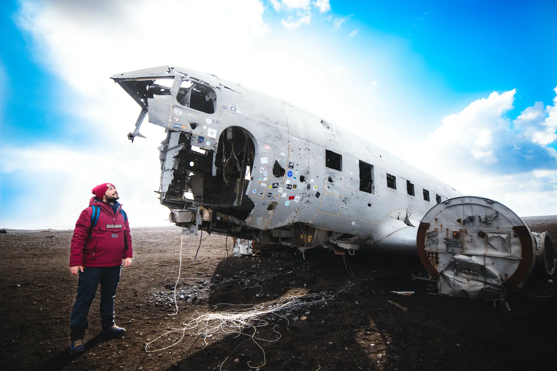 Il relitto del DC3 sulla sabbia nera di Solheimasandur