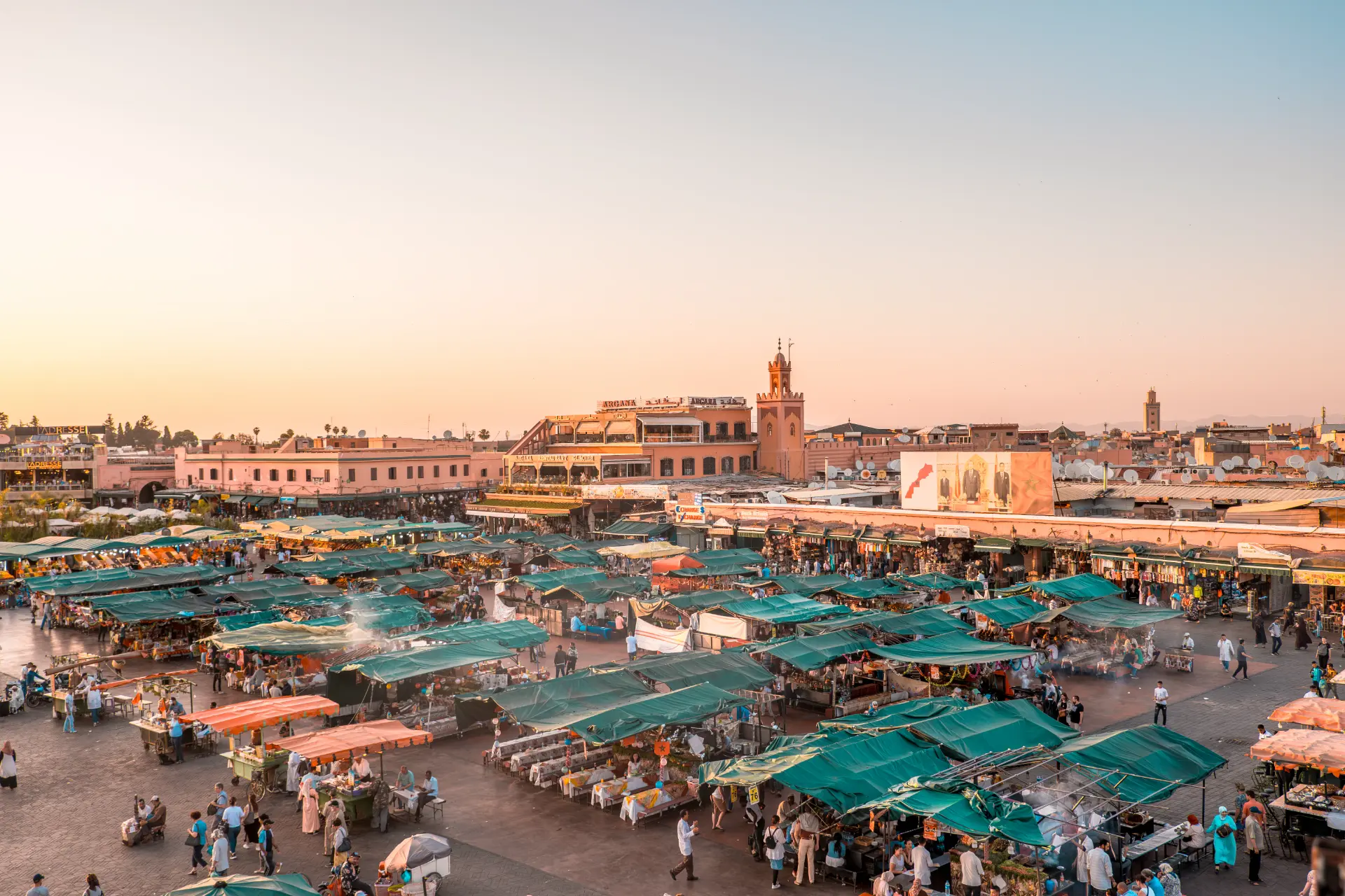 Jemaa el Fna al tramonto vista dall'alto